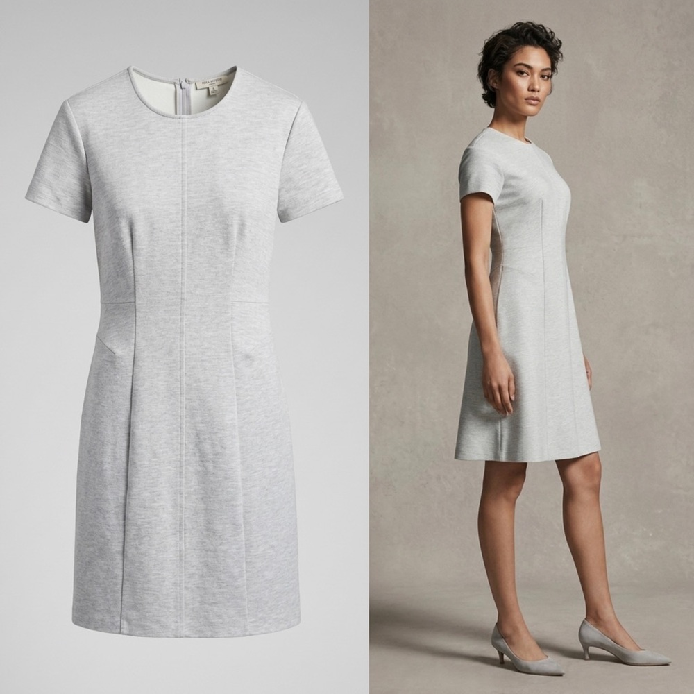 MM LaFleur Coretta Twill Ponte Dress in Light Heather Gray Sz. 16
